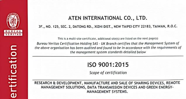 ATEN宏正质量政策